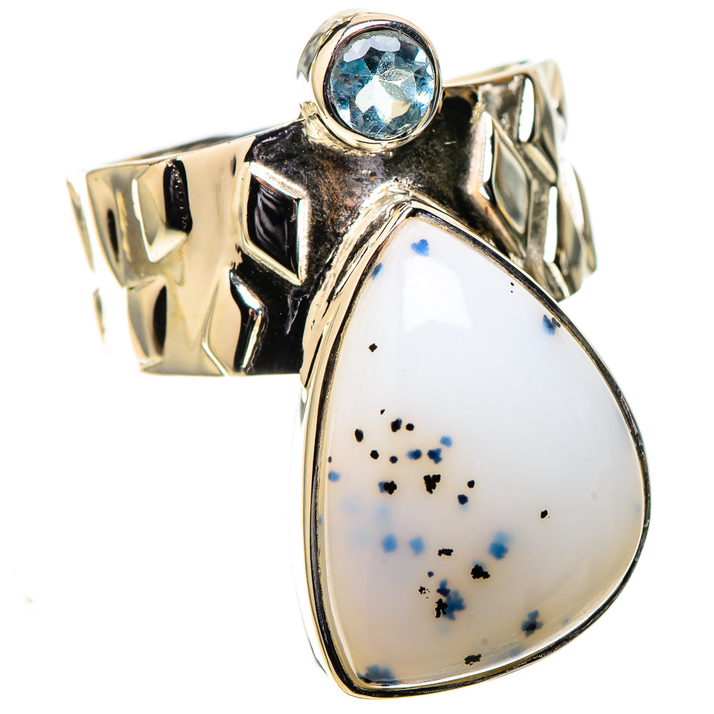Premium Dendritic Opal, Blue Topaz Ring Size 7 (925 Sterling Silver) RING138113