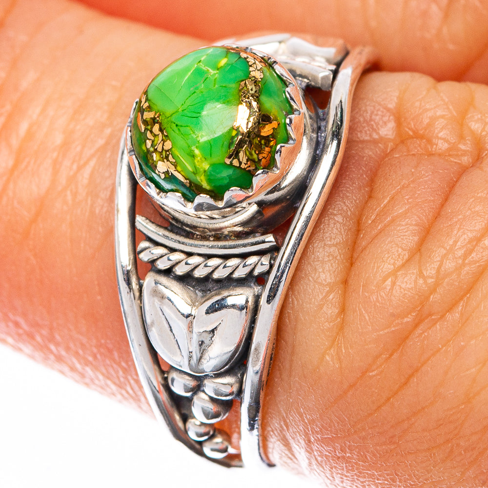 Green Copper Composite Turquoise Dainty Ring Size 6 (925 Sterling Silver) R145067