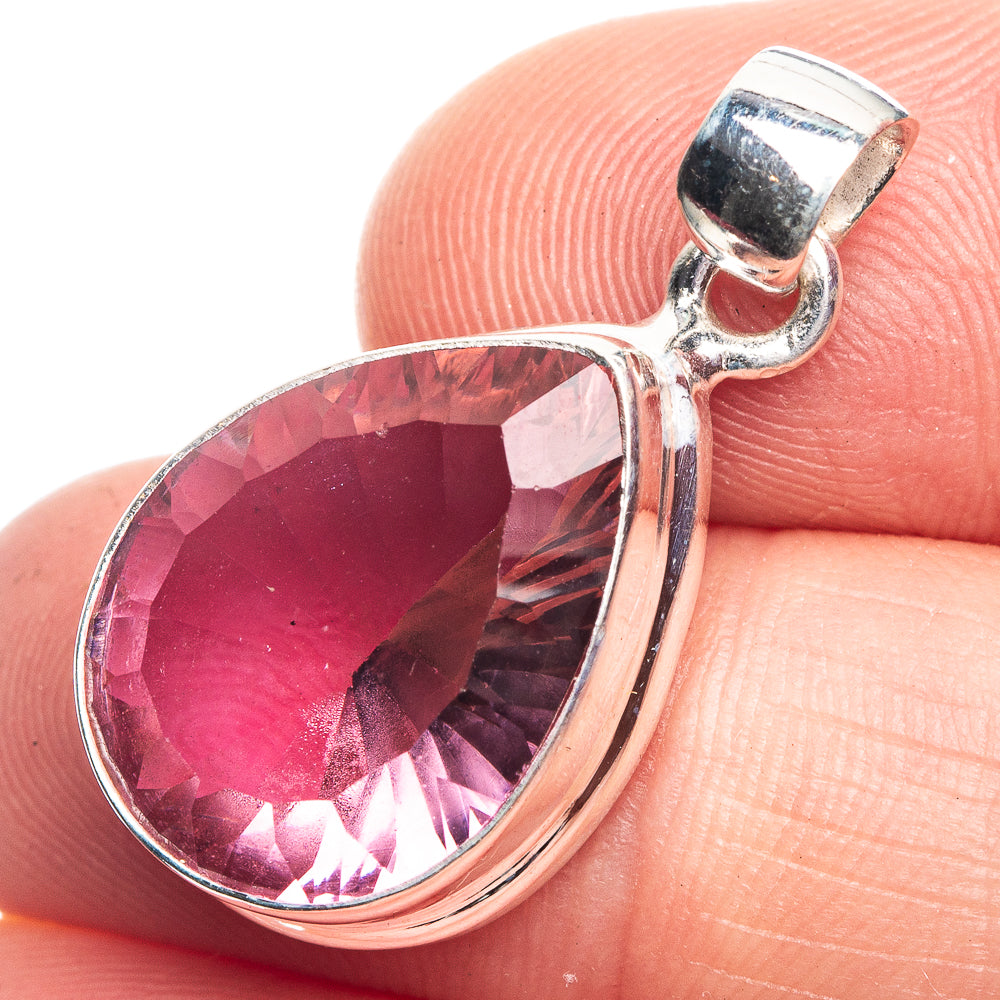 Faceted Color Change Alexandrite (Lab.) Pendant 1 1/8" (925 Sterling Silver) P39197