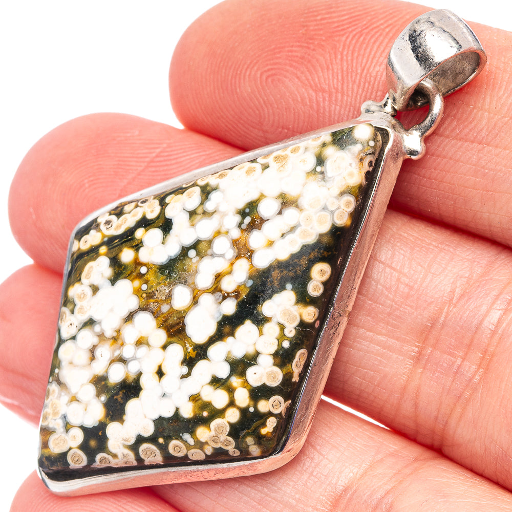 Ocean Jasper Pendant 2" (.925 Sterling Silver)