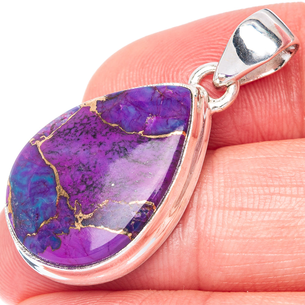 Purple Copper Composite Turquoise Pendant 1 3/8" (925 Sterling Silver) P40866