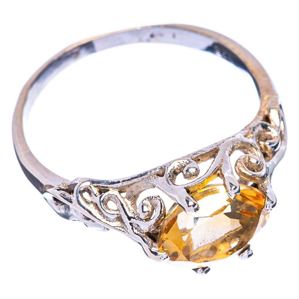 Faceted Citrine Dainty Ring Size 7.5 (925 Sterling Silver) R146757