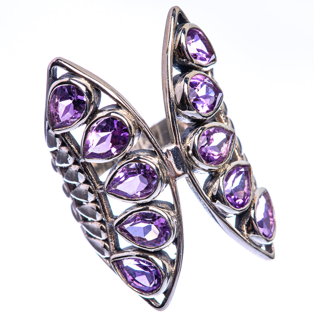 Large Faceted Amethyst 925 Sterling Silver Ring Size 7.25