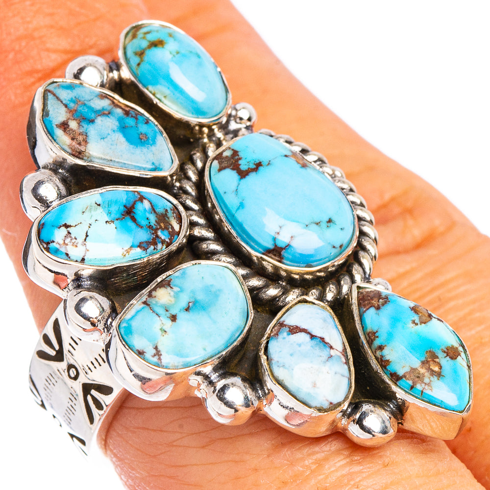 Rare Golden Hills Turquoise Ring Size 8 Adjustable (.925 Sterling Silver)
