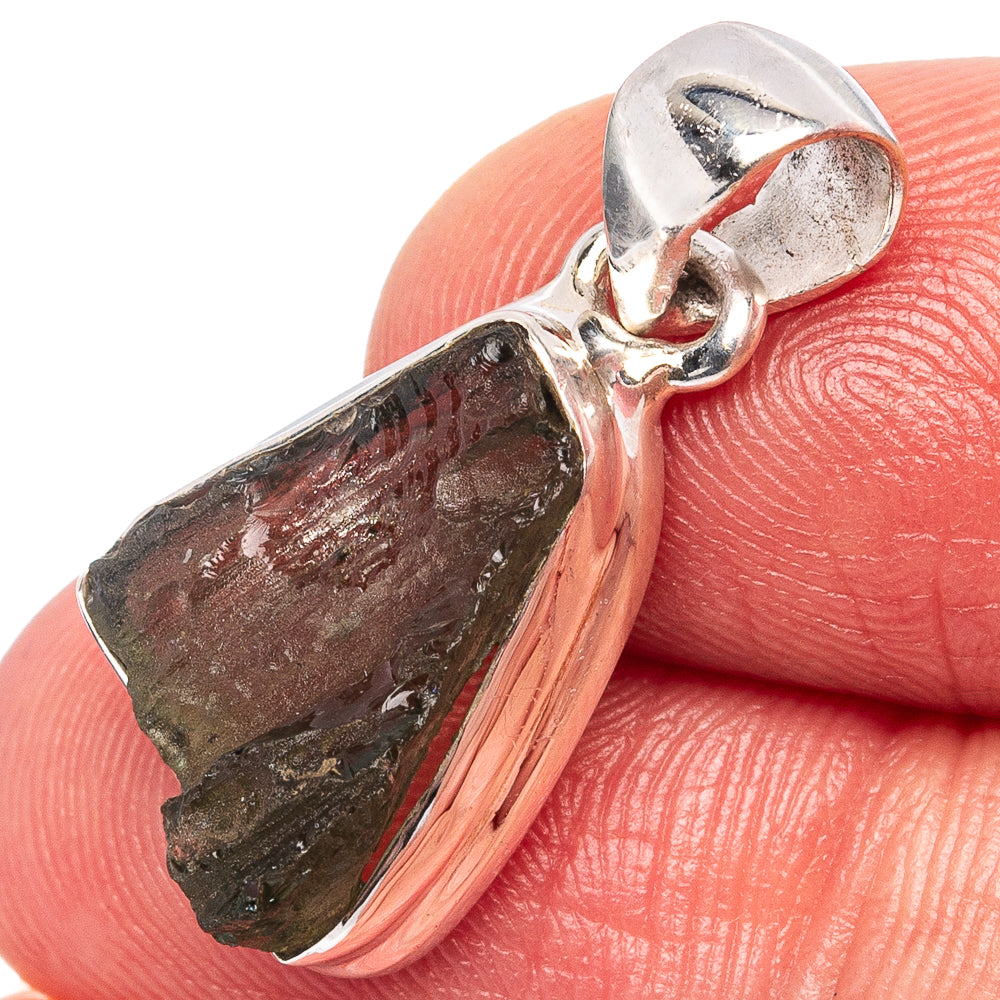 Rare Moldavite Pendant 7/8" (.925 Sterling Silver)