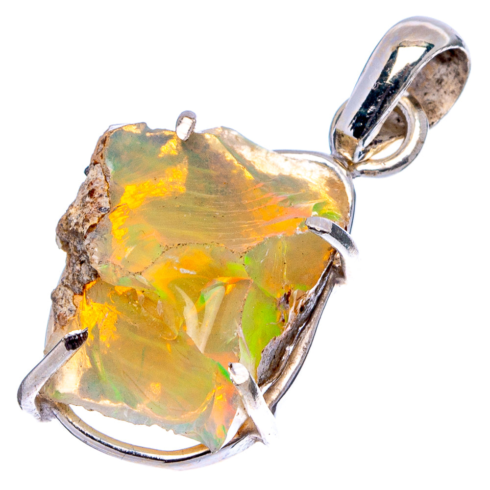 Rare Raw Ethiopian Opal Pendant 1 1/8" (.925 Sterling Silver)