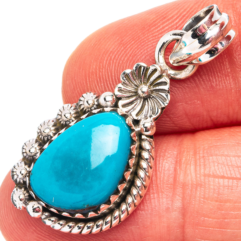 Rare Sleeping Beauty Turquoise Pendant 1 3/8" (.925 Sterling Silver)