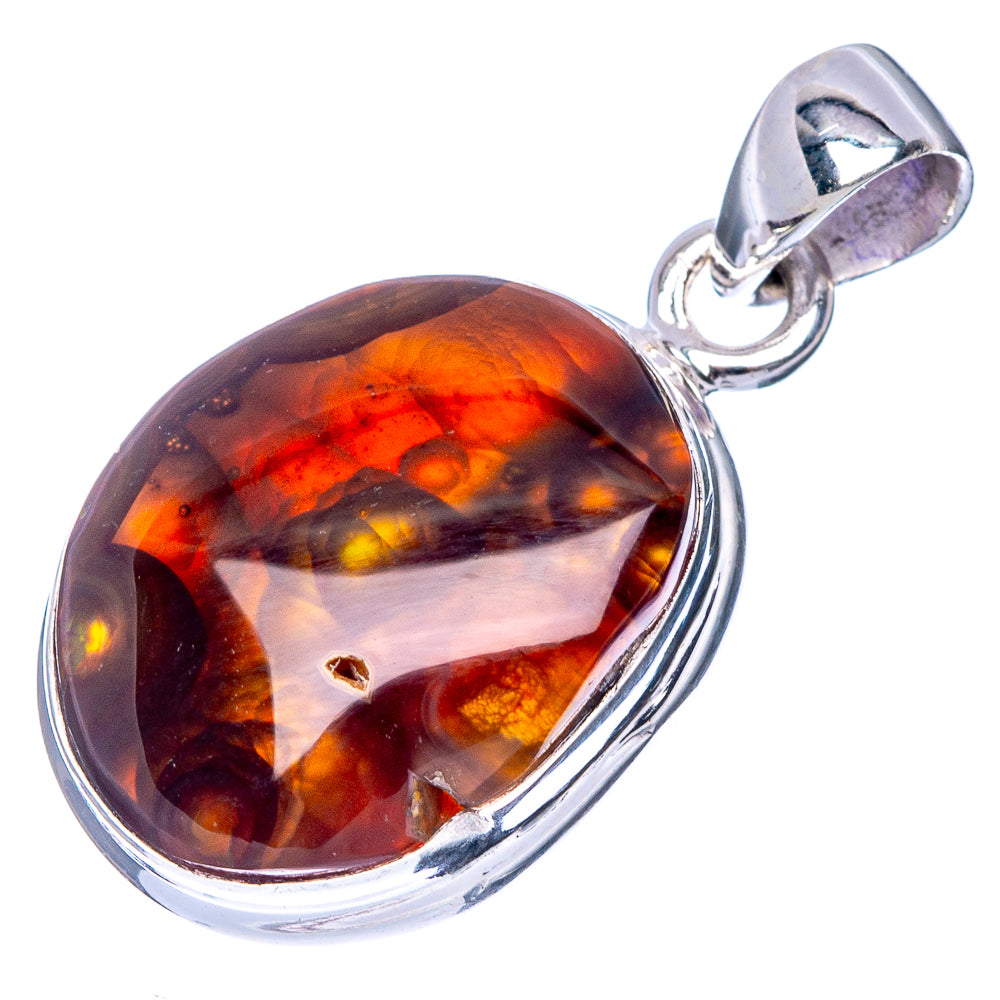 Rare Mexican Fire Agate Pendant 1 1/8" (925 Sterling Silver) P41081