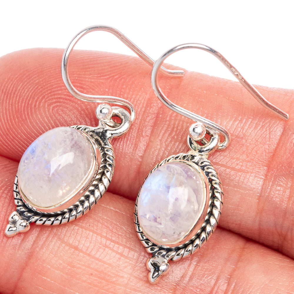Rainbow Moonstone Earrings 1 1/8" (925 Sterling Silver) E1051