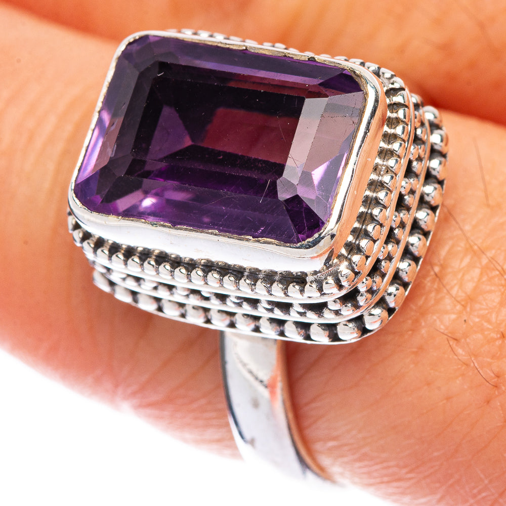 Faceted Amethyst Ring Size 8.75 (925 Sterling Silver) R144572
