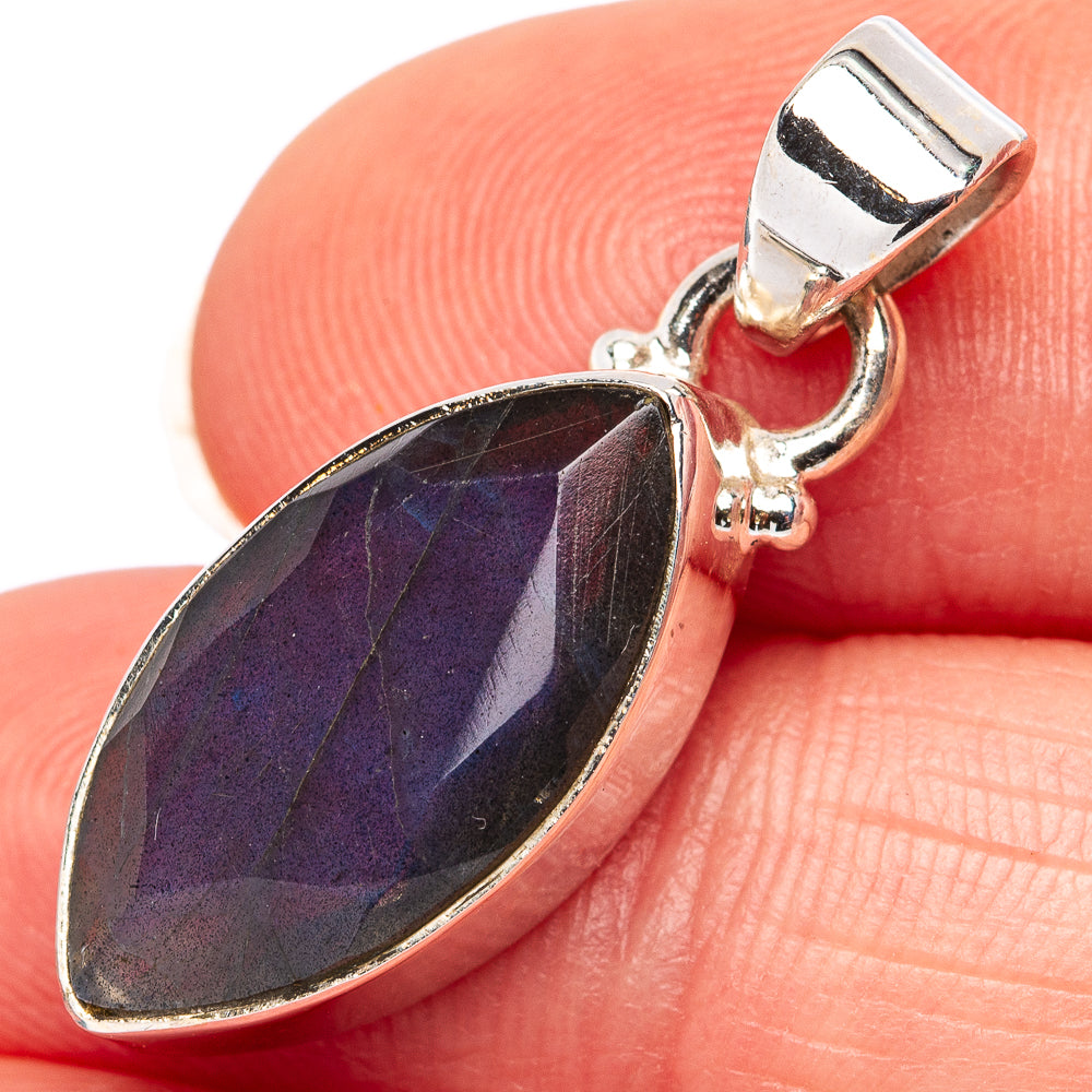 Faceted Labradorite Pendant 1 1/8" (.925 Sterling Silver)