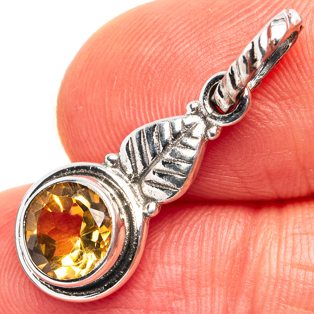 Citrine Dainty Pendant 1 1/8" (.925 Sterling Silver)