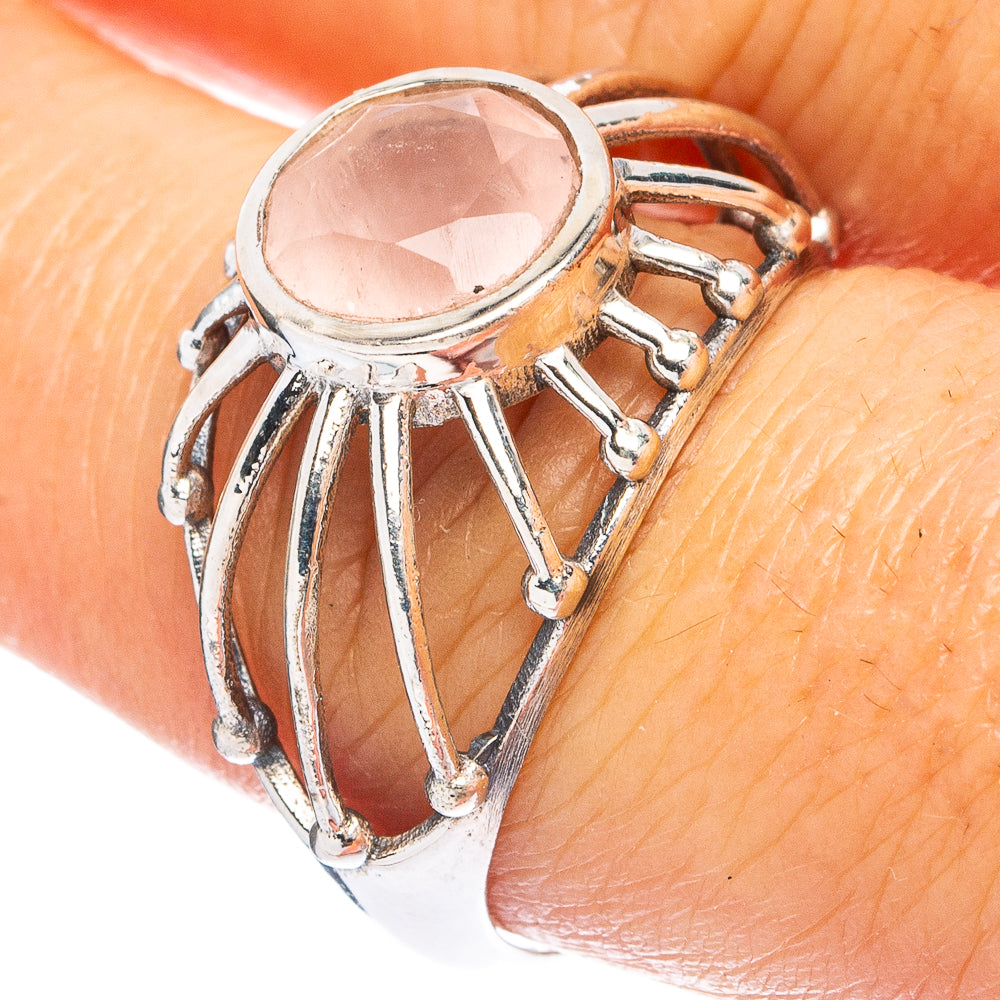 Rose Quartz Ring Size 8.5 (925 Sterling Silver) R4829
