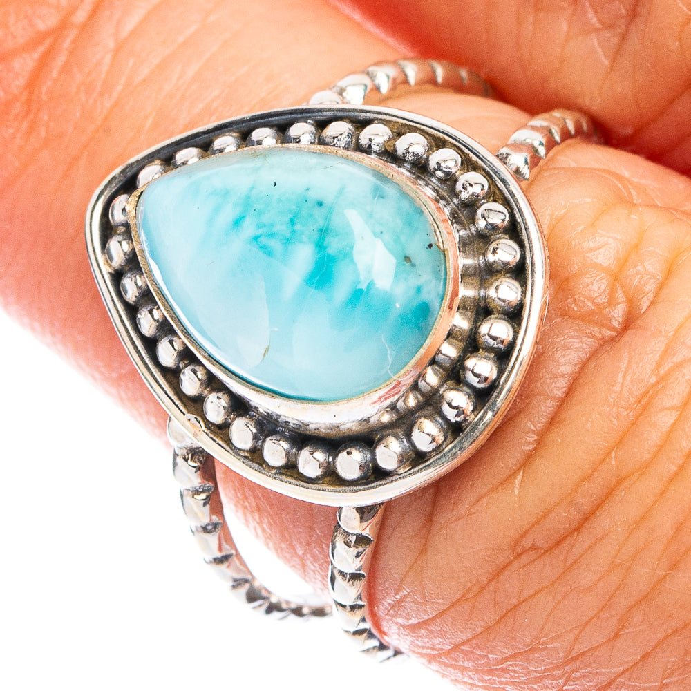 Rare Larimar Ring Size 7.5 (925 Sterling Silver) R7798