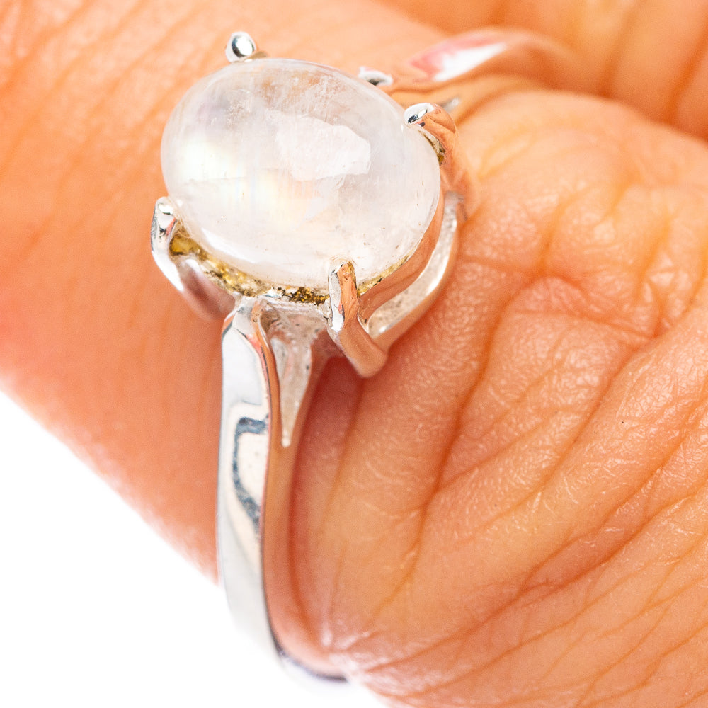 Rainbow Moonstone Dainty Ring Size 6.75 (925 Sterling Silver) R5889