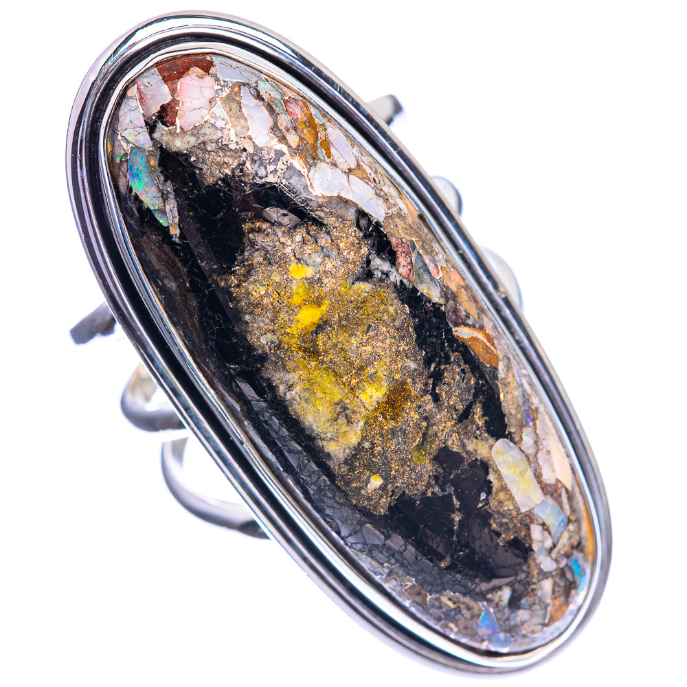 Huge Brecciated Ethiopian Opal 925 Sterling Silver Ring Size 8.75