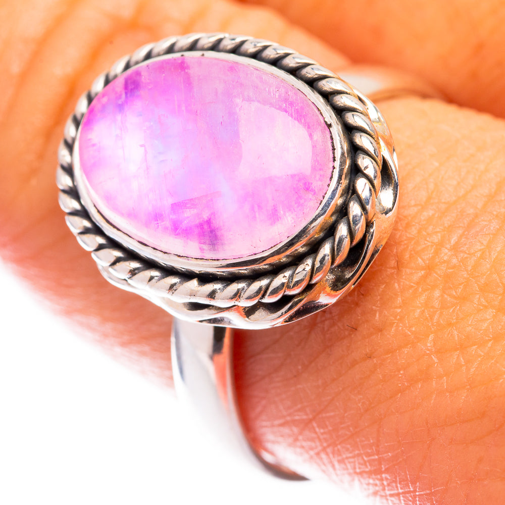 Pink Moonstone Ring Size 9.5 (925 Sterling Silver) R140692