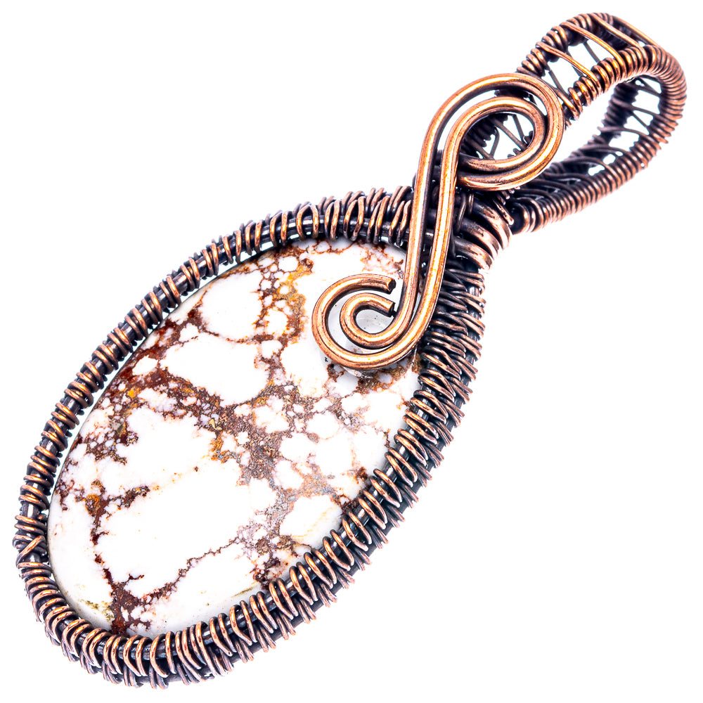 Wild Horse Jasper Wire Wrap Pendant 2 3/8" (Oxidized Copper)