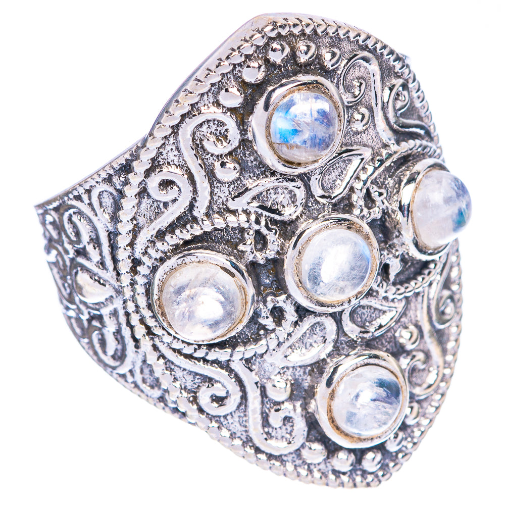 Large Rainbow Moonstone Cross Ring Size 8 (925 Sterling Silver) R1065