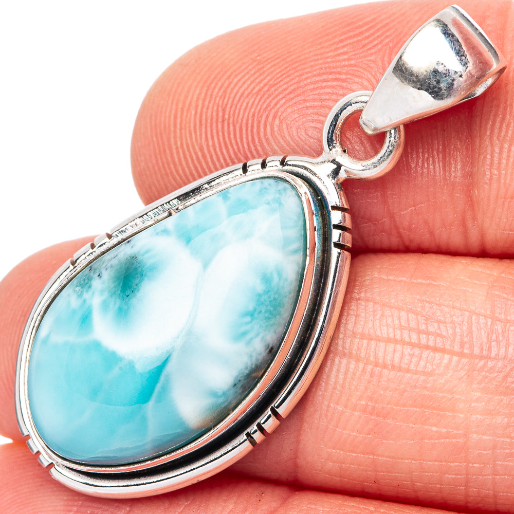 Larimar 925 Sterling Silver Pendant 1 1/2" (925 Sterling Silver) P42679
