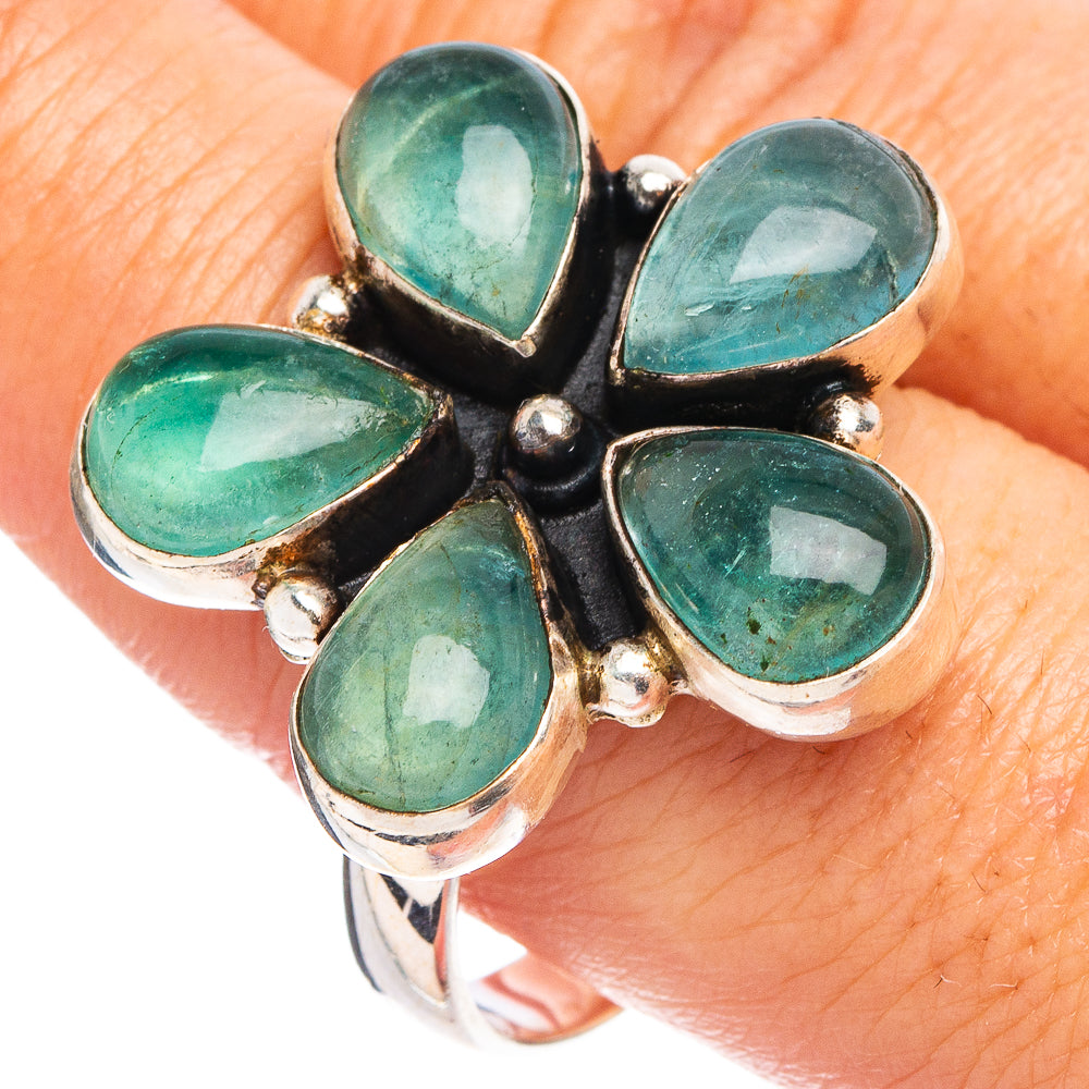 Green Fluorite Flower Ring Size 11 (.925 Sterling Silver)