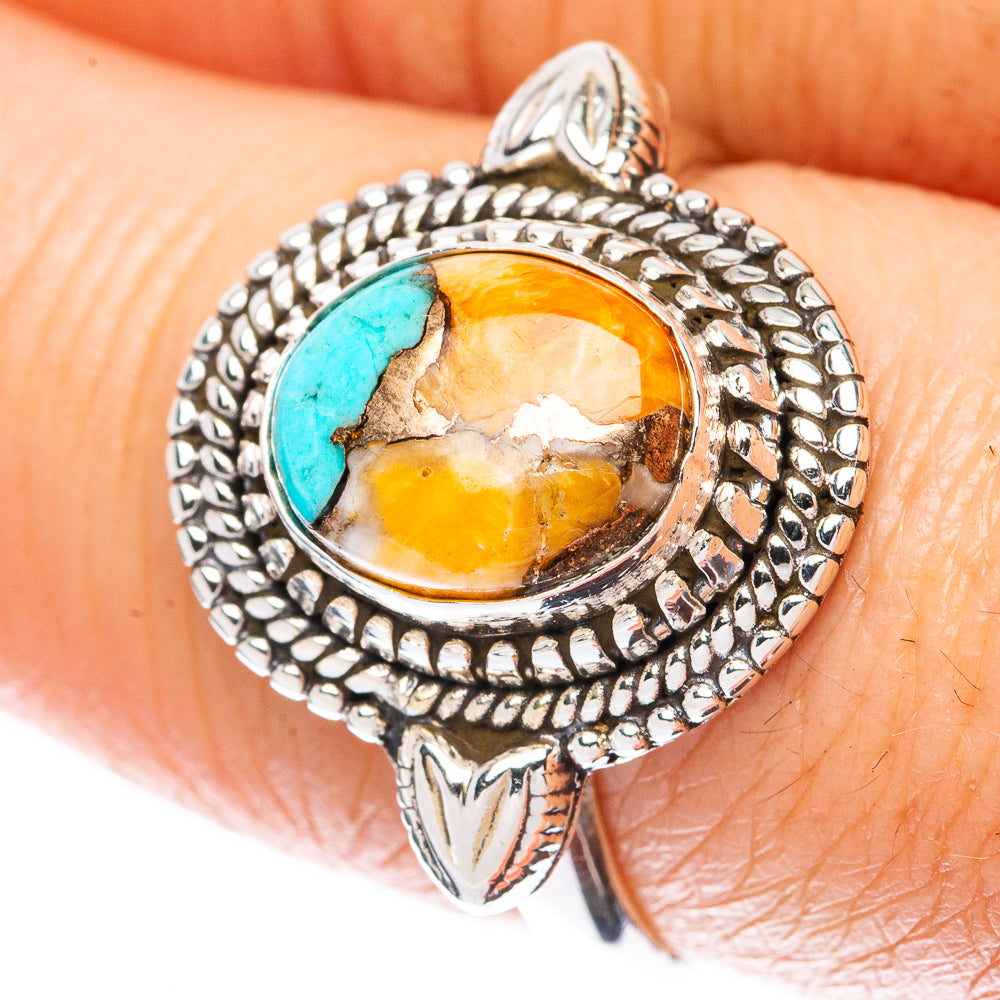 Spiny Oyster Turquoise Ring Size 7.75 (925 Sterling Silver) R3131