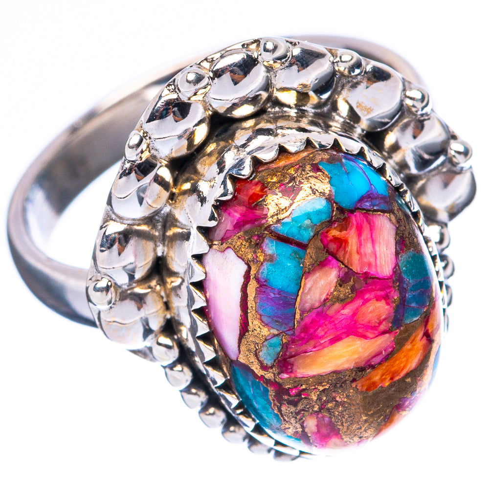 Kingman Pink Dahlia Turquoise Ring Size 7 (925 Sterling Silver) R4068