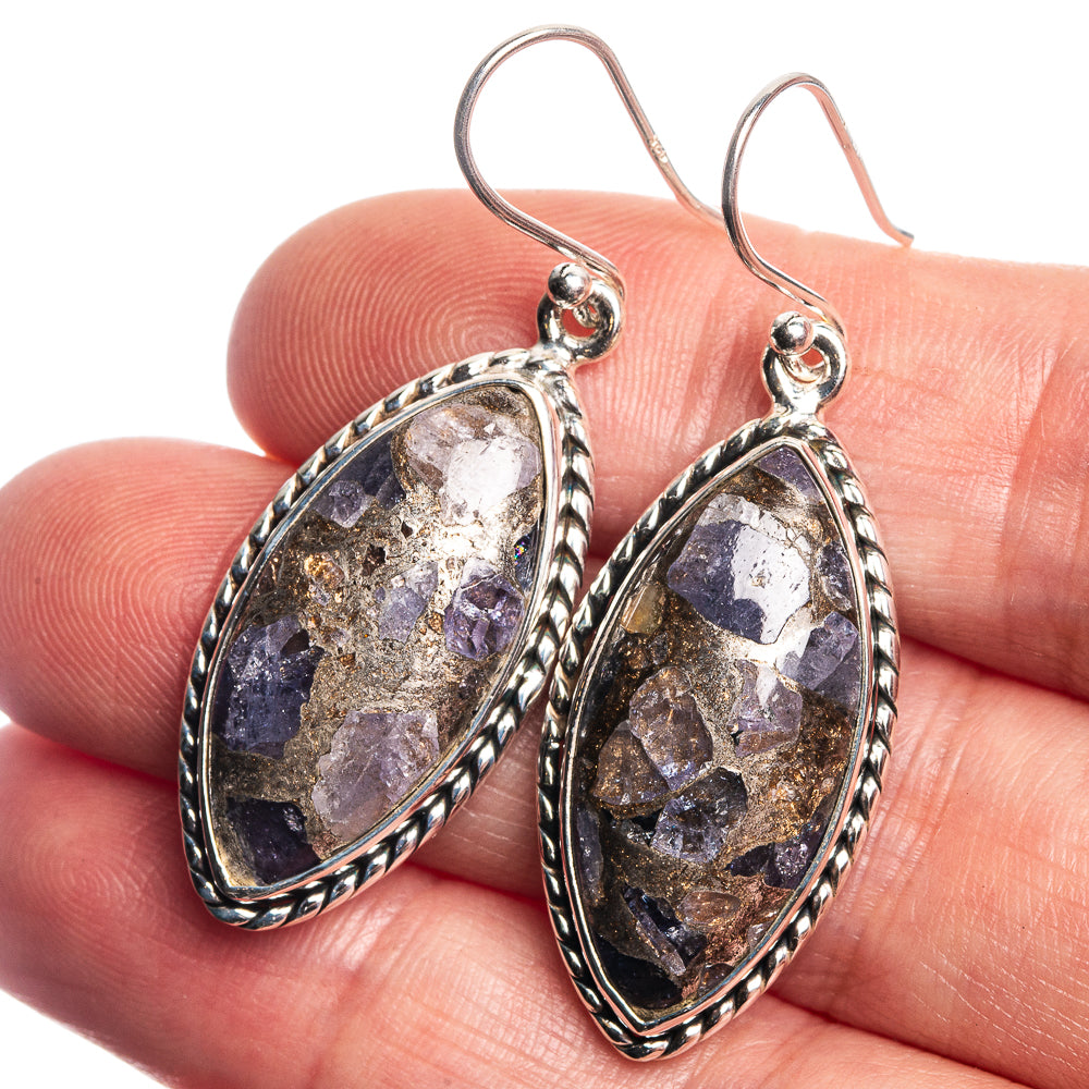 Brecciated Tanzanite 925 Sterling Silver Earrings 1 3/4"