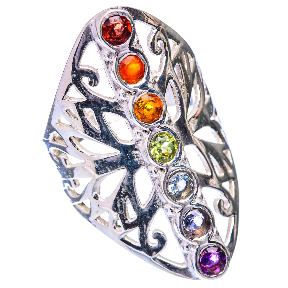 Rainbow Chakra Ring Size 5.75 (925 Sterling Silver) R141517