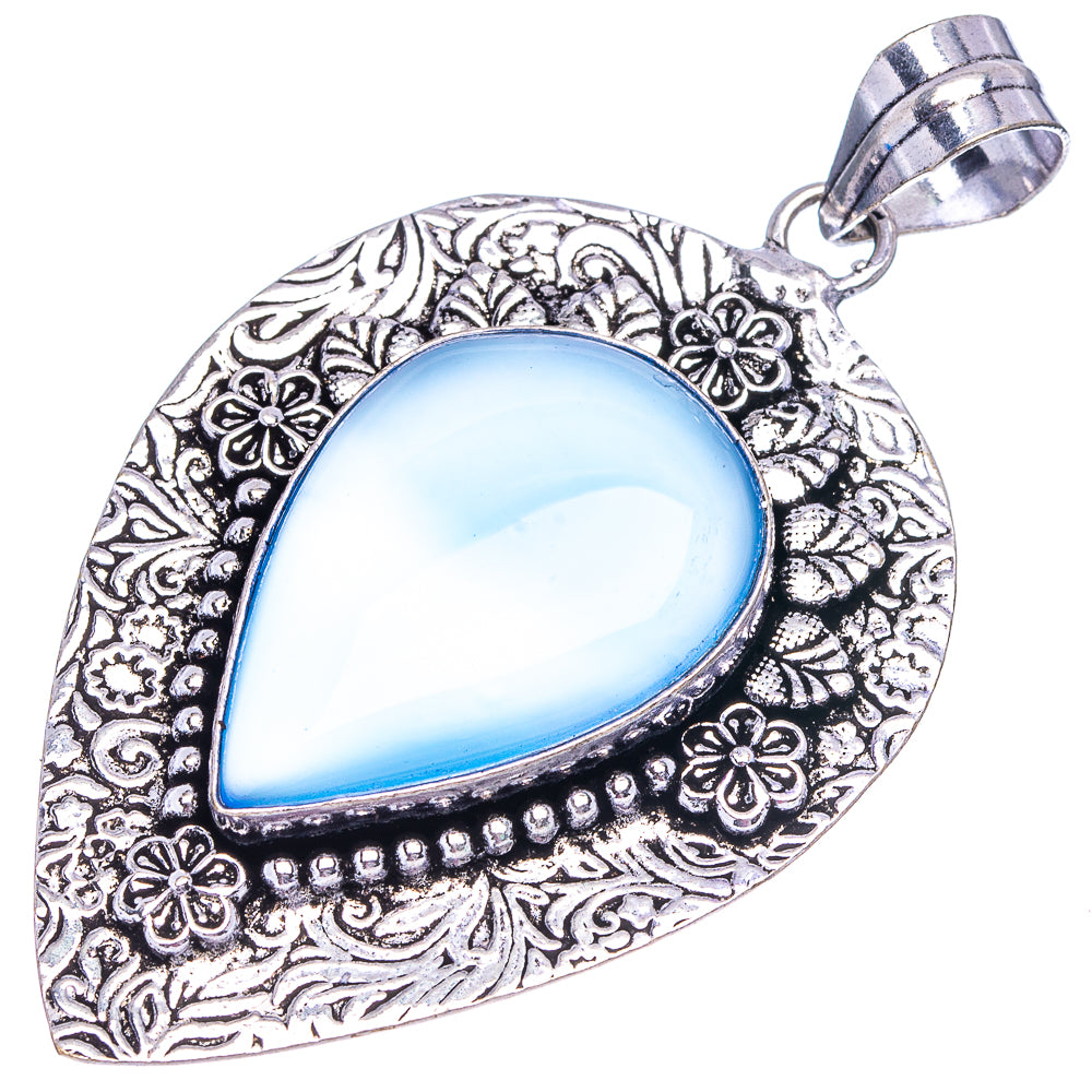 Blue Chalcedony Pendant 2 5/8" (German Silver)