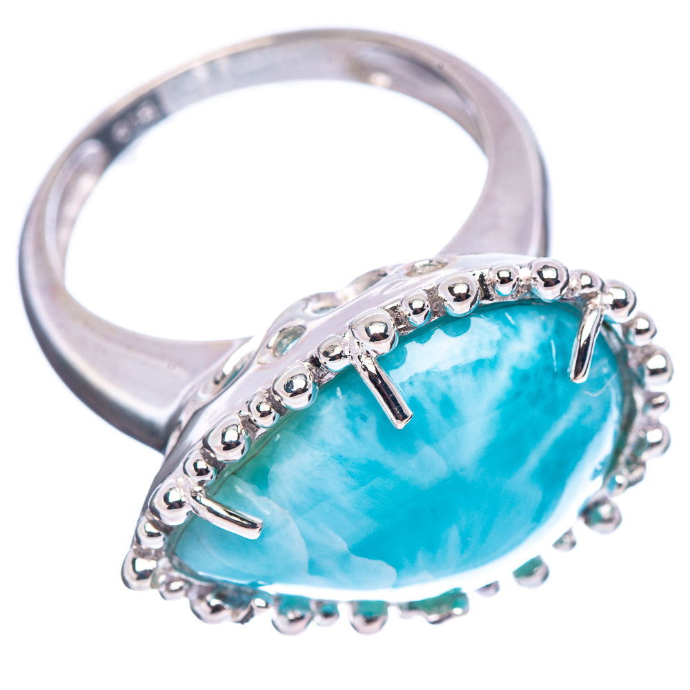 Premium Larimar Ring Size 6.5 (.925 Sterling Silver)