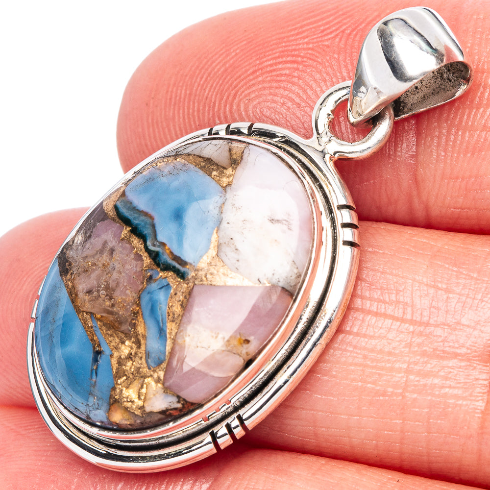 Pink Opal In Kyanite Pendant 1 3/8" (925 Sterling Silver) P42435