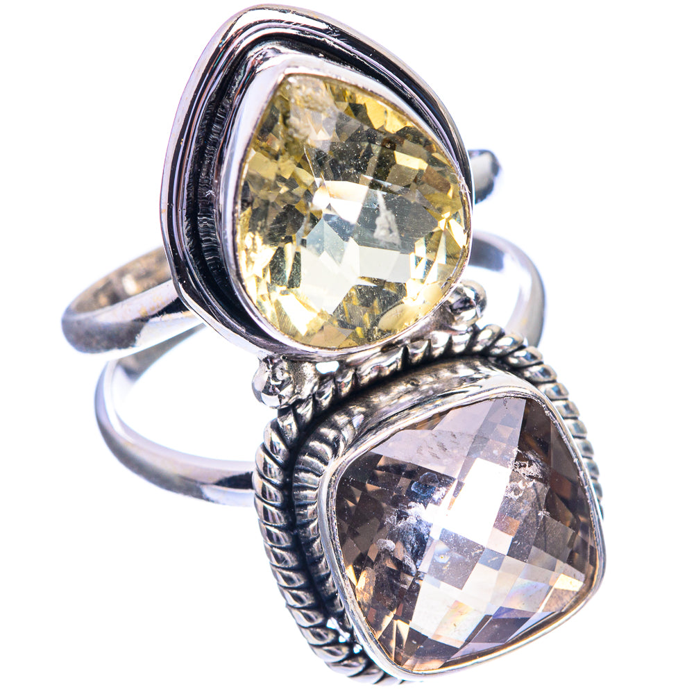 Large Smoky Quartz, Citrine Ring Size 8.25 (925 Sterling Silver) R143188