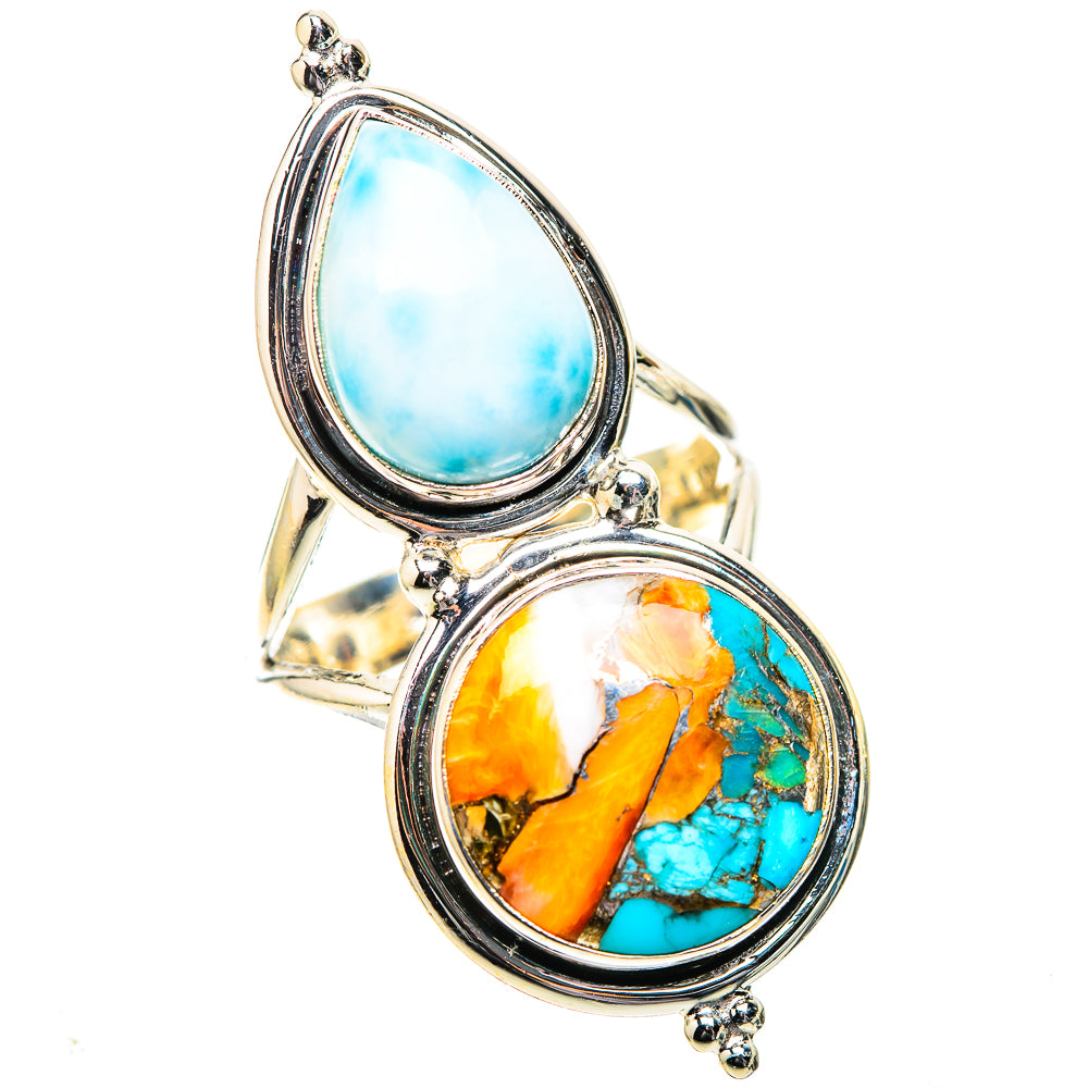 Large Spiny Oyster Turquoise, Larimar Ring Size 8 (925 Sterling Silver) RING138891