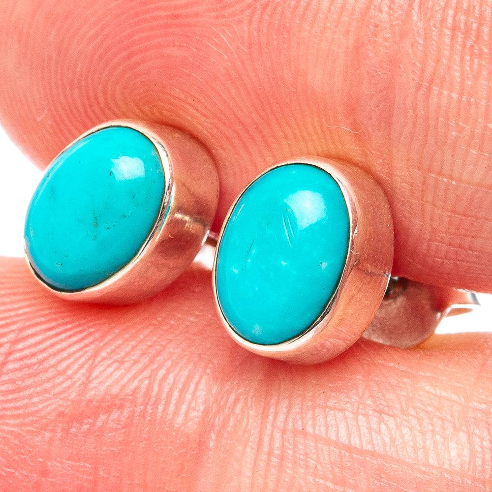 Kingman Turquoise Earrings 3/8" (.925 Sterling Silver)