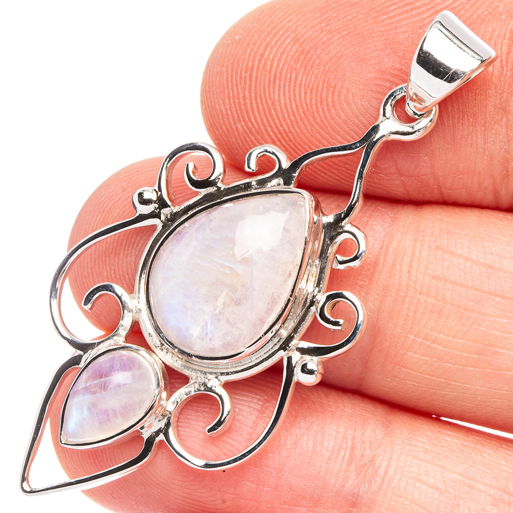 Rainbow Moonstone 925 Sterling Silver Premium Pendants 1 3/4" (925 Sterling Silver) P43709
