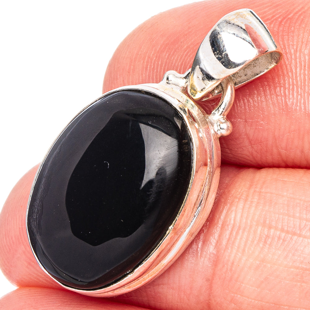 Black Onyx Pendant 1 1/8" (.925 Sterling Silver)