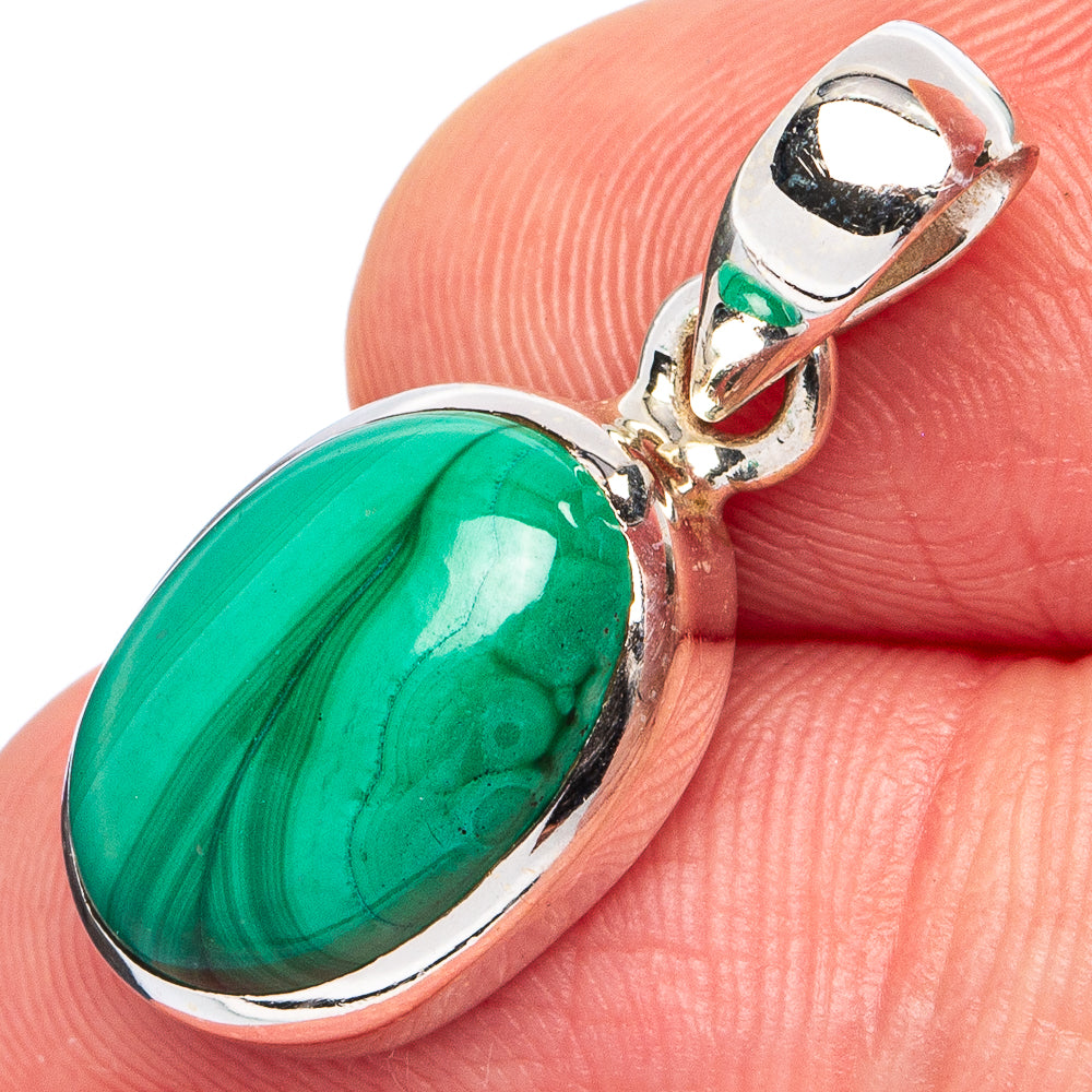 Malachite Pendant 1 1/8" (925 Sterling Silver) P45560