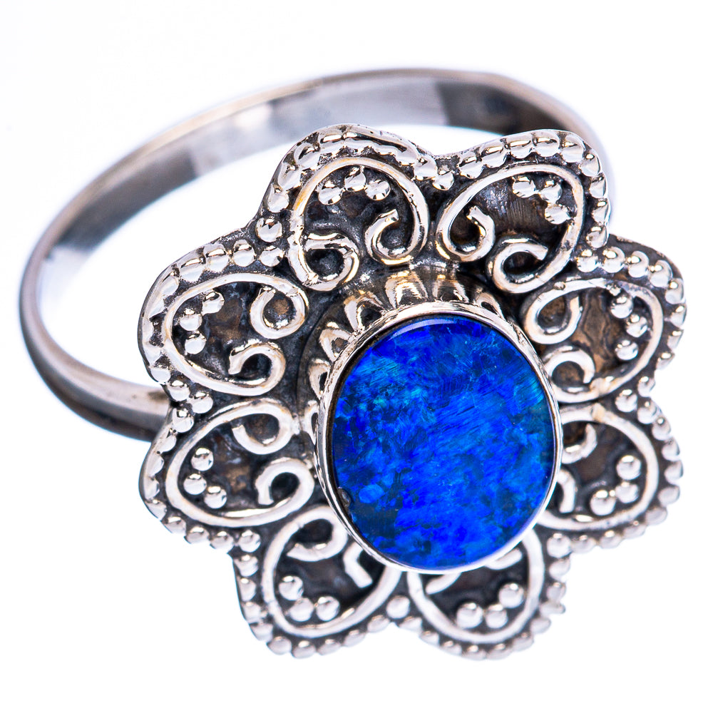 Rare Doublet Opal Flower Ring Size 7.75 (925 Sterling Silver) R3203