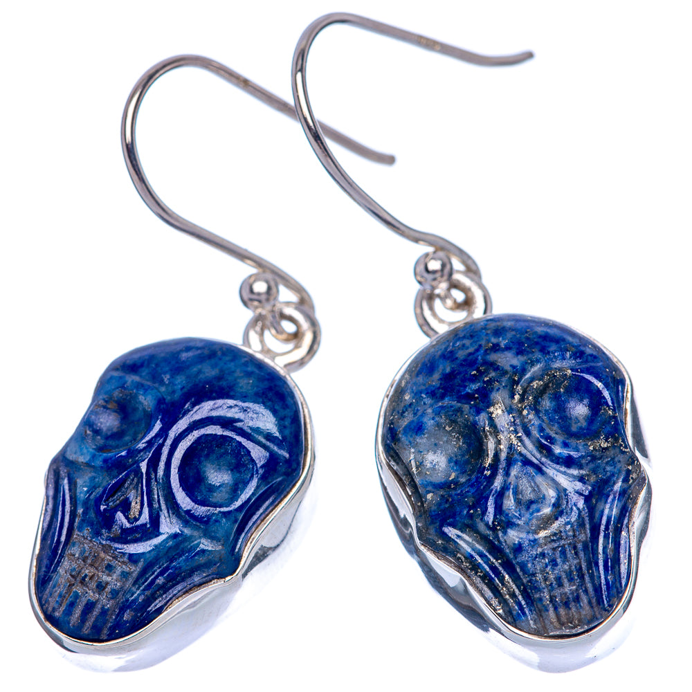 Lapis Lazuli Skull Earrings 1 3/8" (925 Sterling Silver) E433344