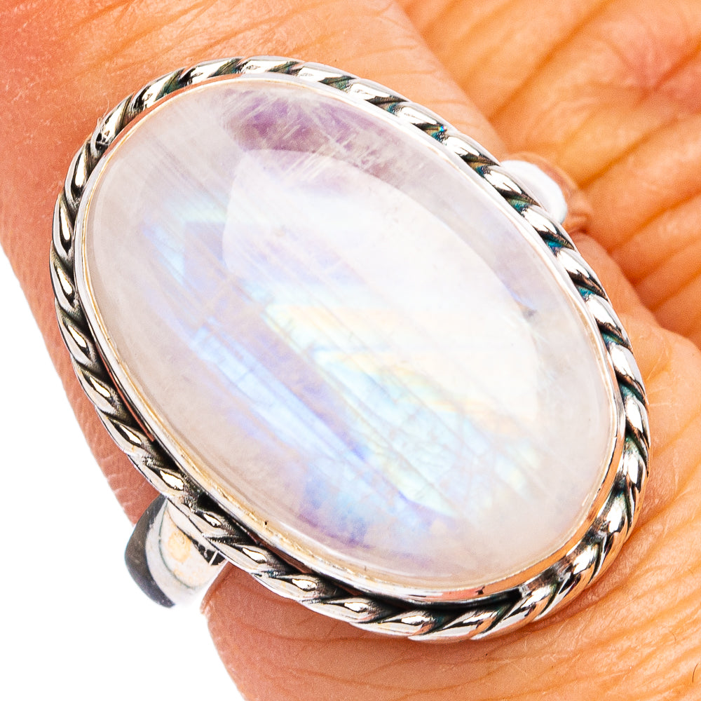 Rainbow Moonstone Ring Size 7 (.925 Sterling Silver)