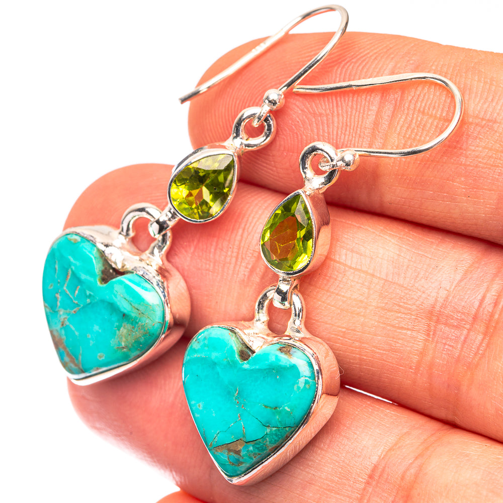 Chrysocolla, Peridot Earrings 1 5/8" (925 Sterling Silver) E432262