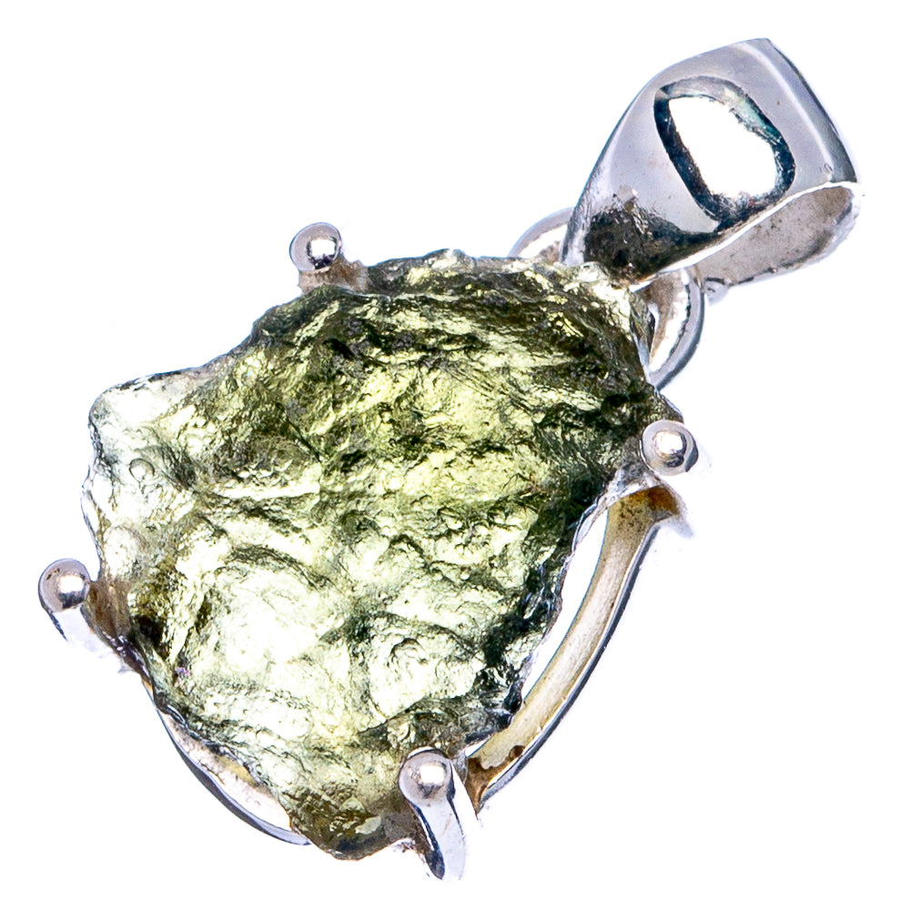Rare Raw Moldavite Pendant 3/4" (.925 Sterling Silver)