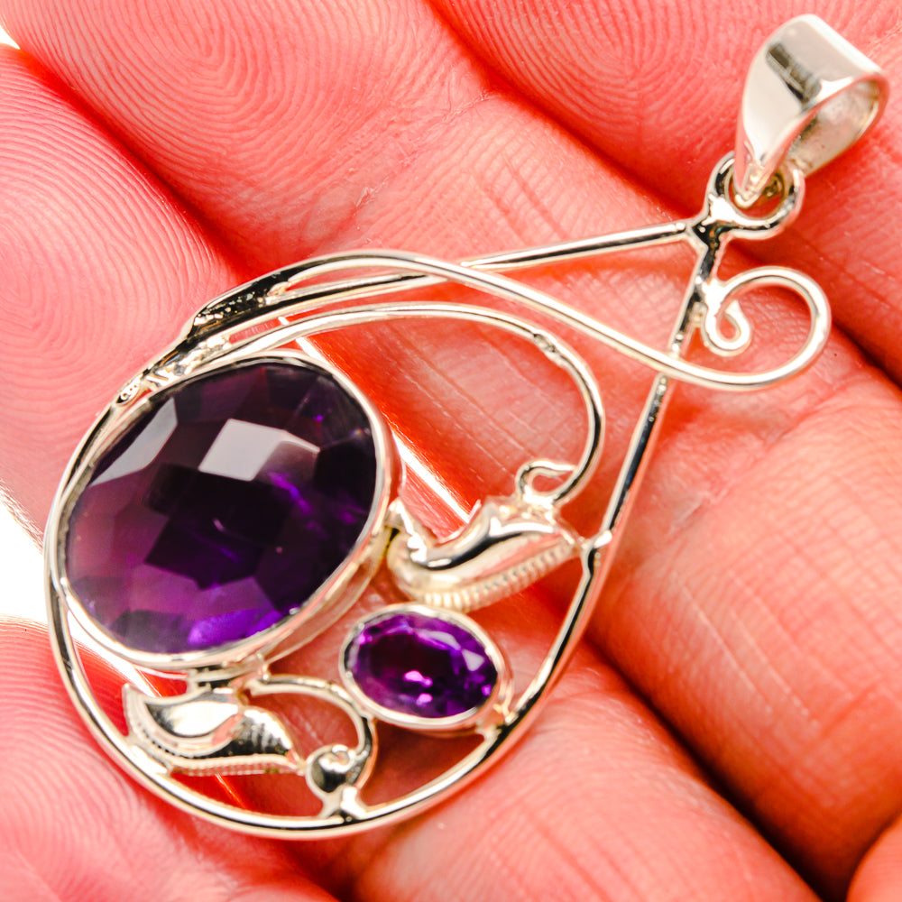 Premium Amethyst 925 Sterling Silver Pendant 1 7/8" (925 Sterling Silver) PD37777