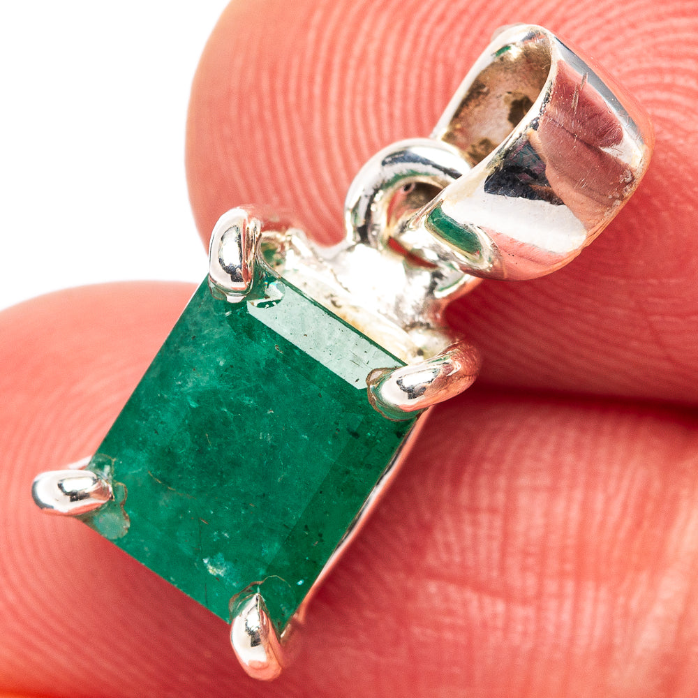 Rare Premium Zambian Emerald Pendant 3/4" (.925 Sterling Silver)