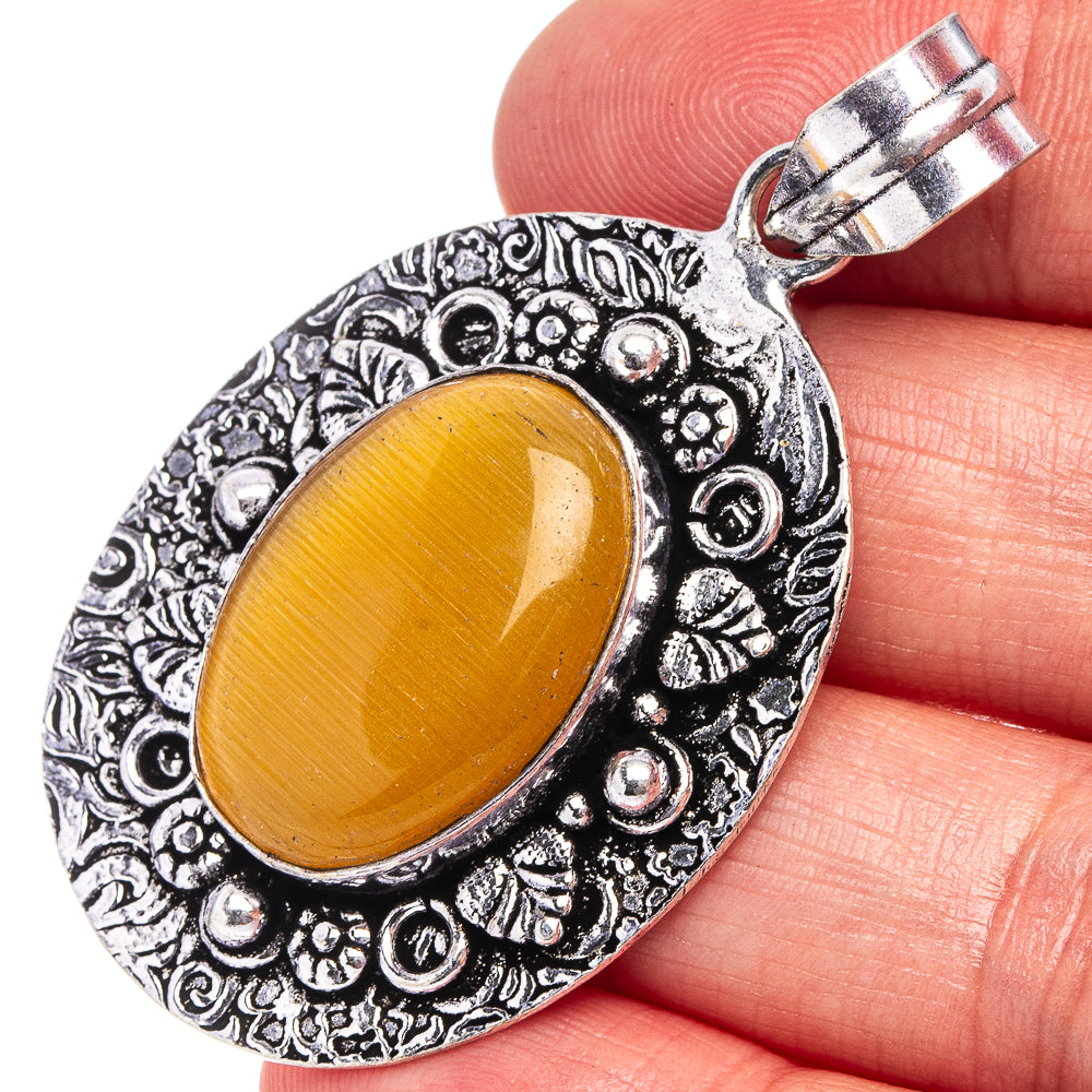Blue Onyx Pendant 2 1/8" (German Silver)