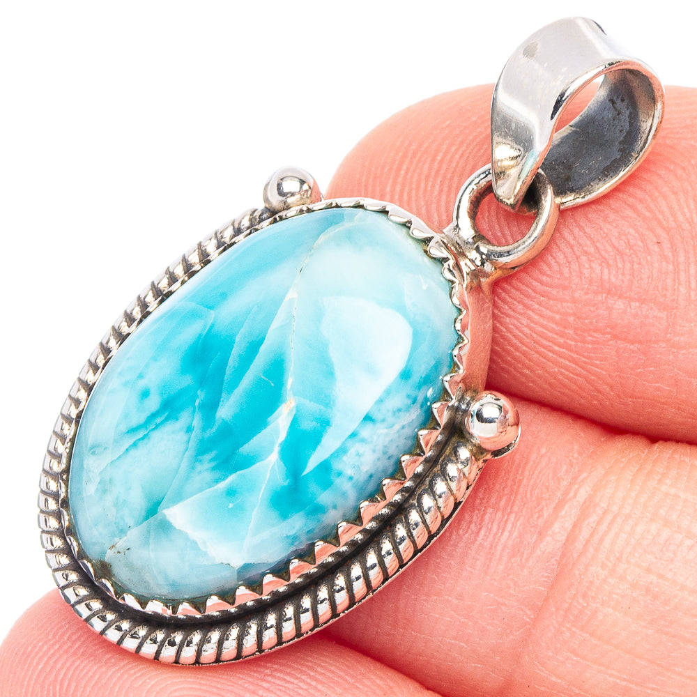 Larimar Pendant 1 3/8" (925 Sterling Silver) P43781