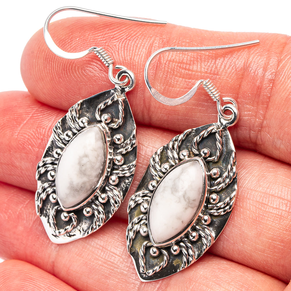 Premium Howlite Earrings 1 3/4" (.925 Sterling Silver)