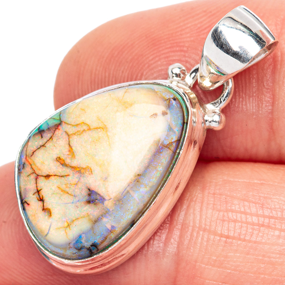 Rare Sterling Opal Pendant 1 1/4" (925 Sterling Silver) P41610