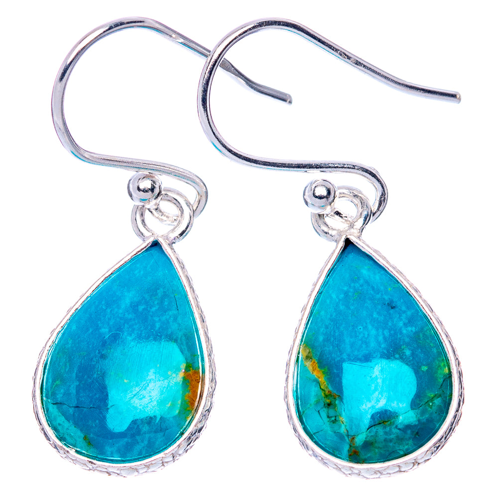 Chrysocolla 925 Sterling Silver Earrings 1 1/8" (925 Sterling Silver) E1227